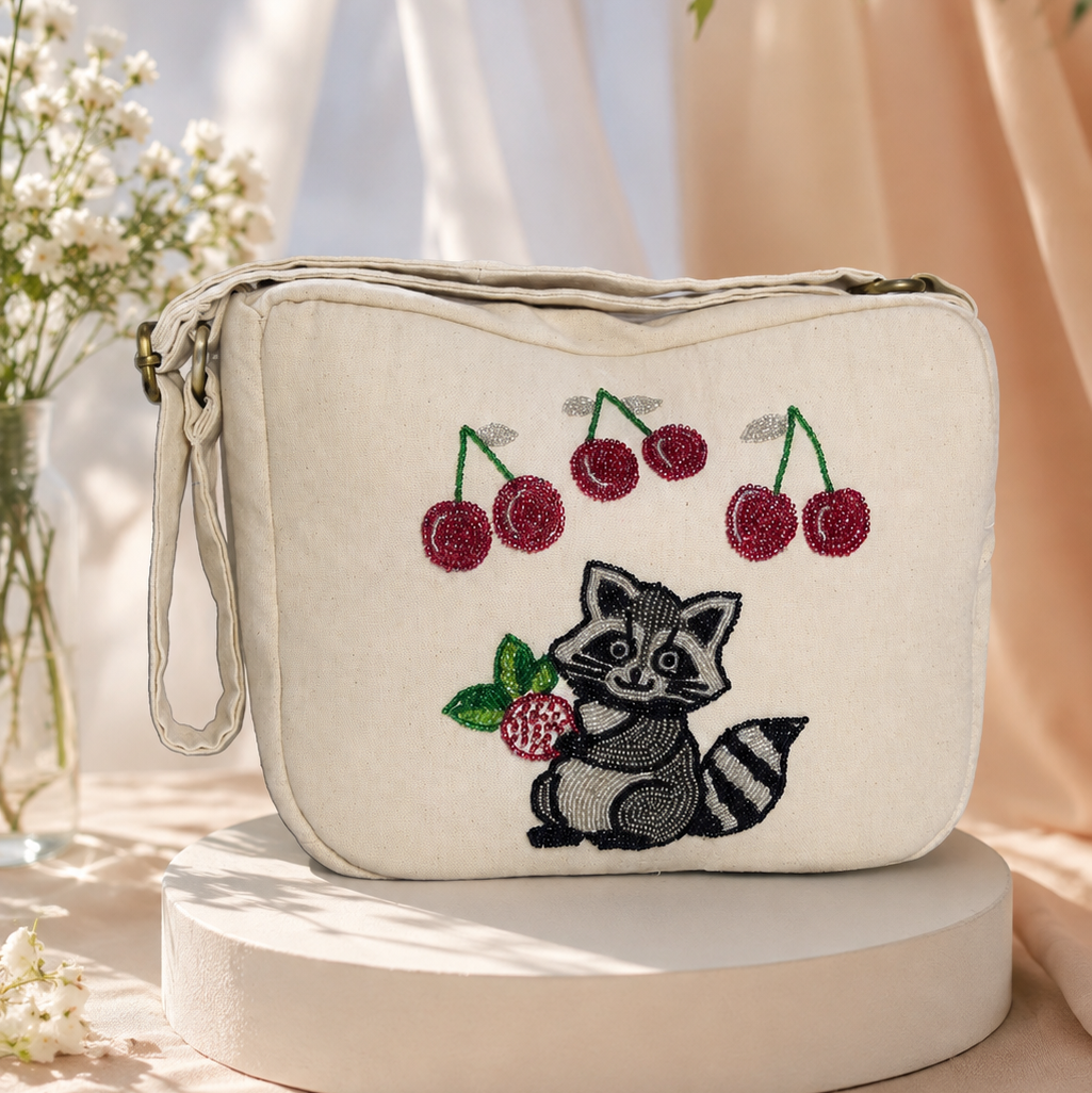Cherry Canvas Shoulder Bag