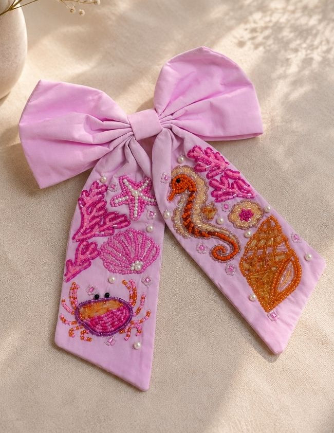 Beaded Bow Hair Clip