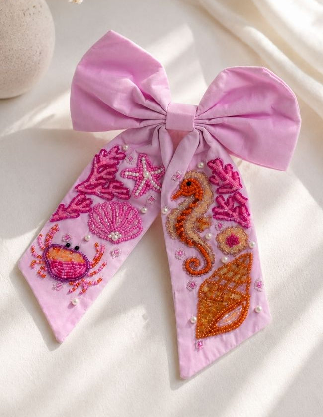 Beaded Bow Hair Clip