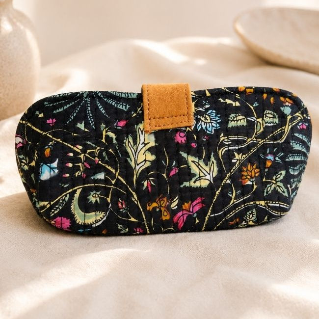 Black Floral Glass Case