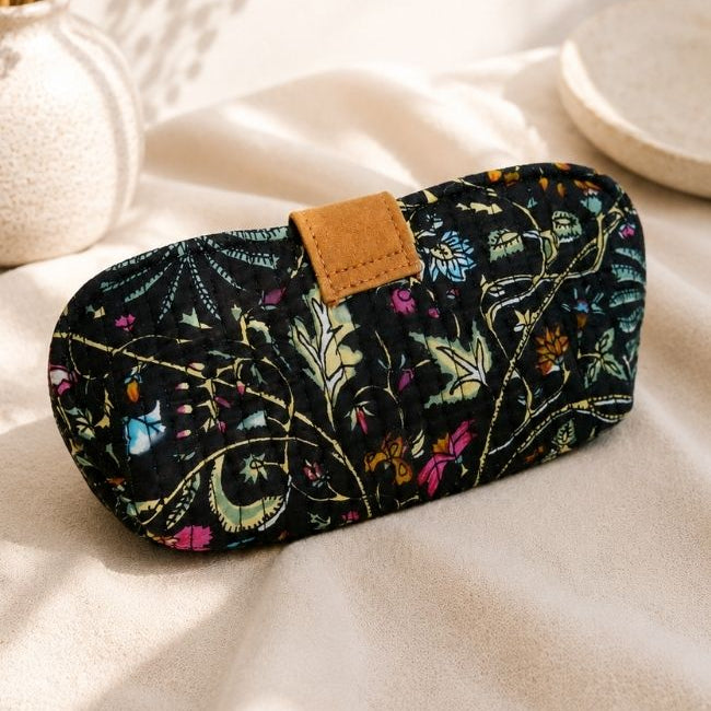Black Floral Glass Case