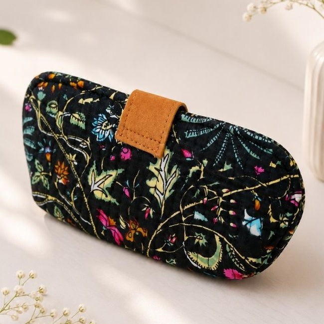 Black Floral Glass Case