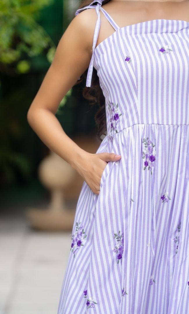 Orchid Striped Cotton Dress