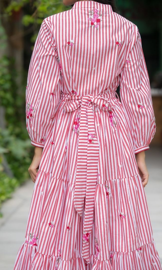 Scarlet Red Striped Dress