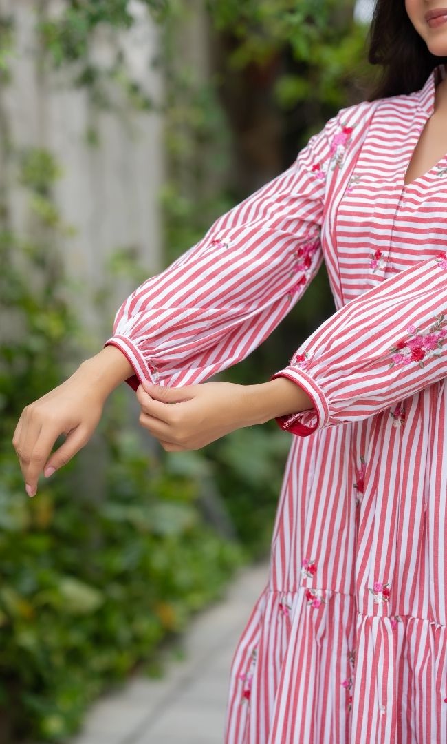 Scarlet Red Striped Dress