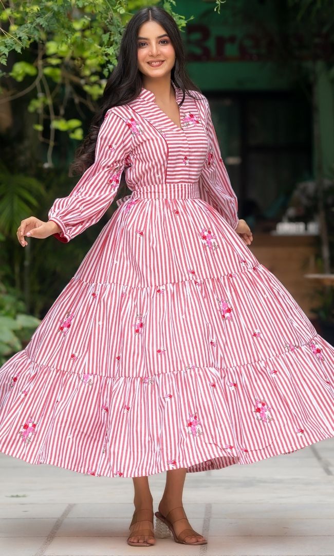Scarlet Red Striped Dress