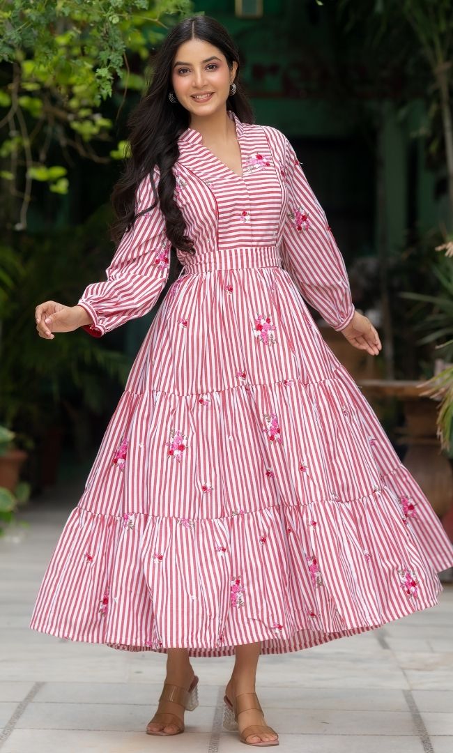 Scarlet Red Striped Dress