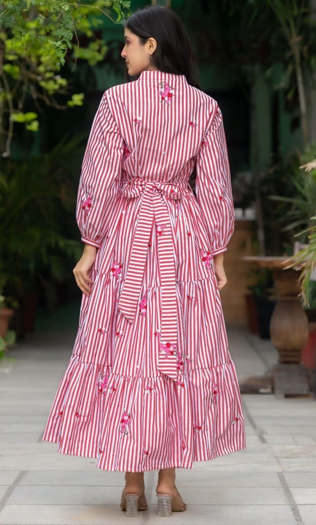 Scarlet Red Striped Dress