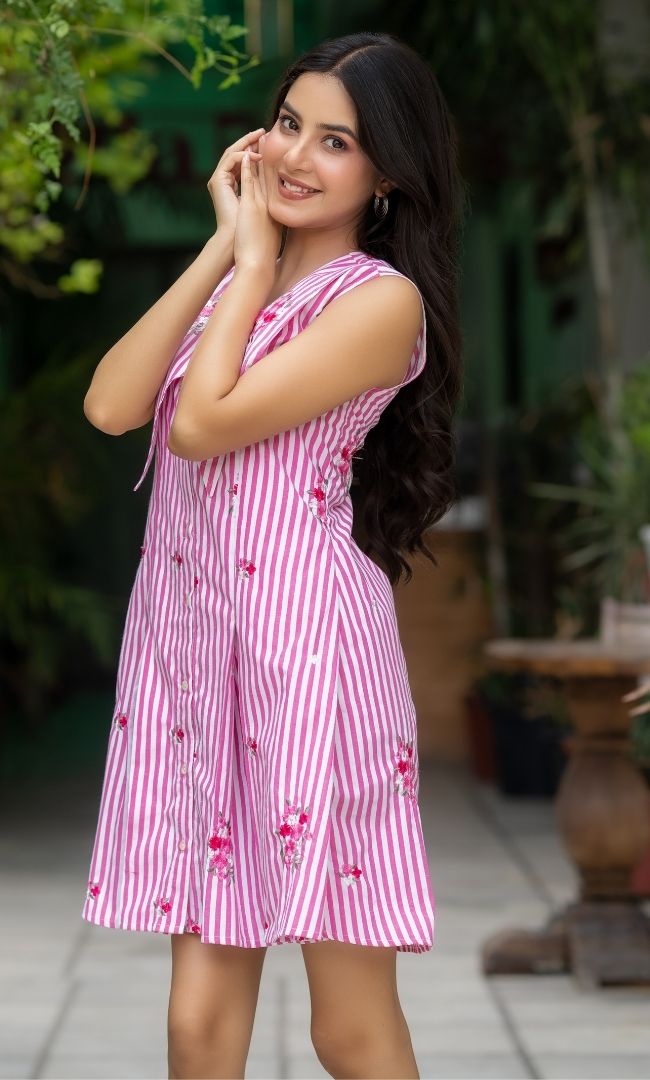 Isabella Cotton Striped Dress