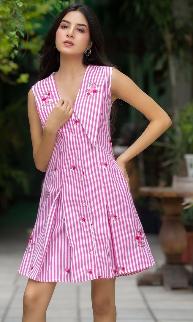 Isabella Cotton Striped Dress