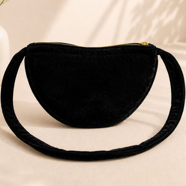 Black Velvet Bee Embroidery Bag