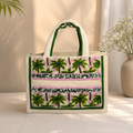 Palm Tree Beaded Tote Bag