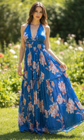 Blue Jay Satin Maxi Dress