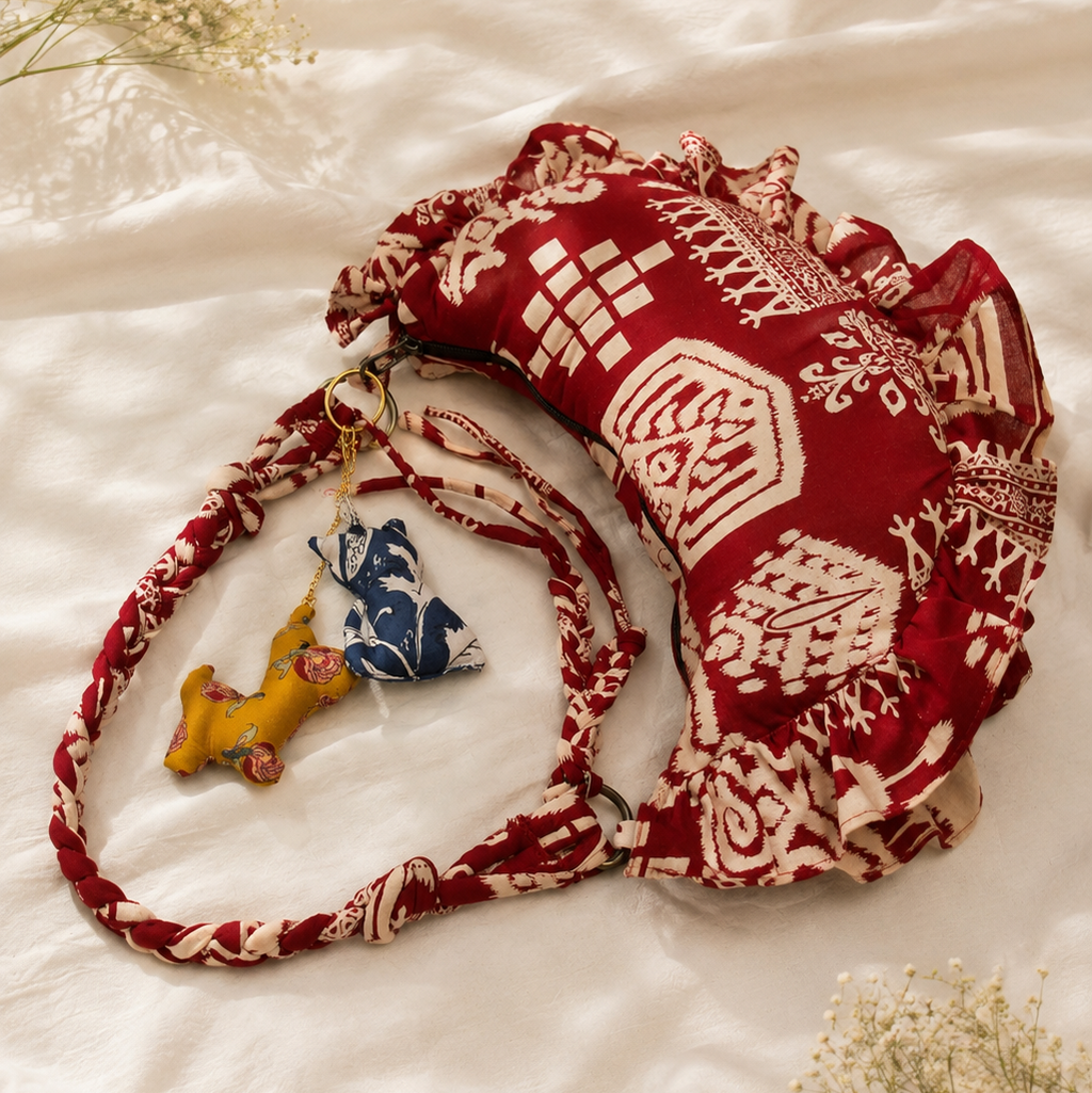 Red Puffer Baguette Bag