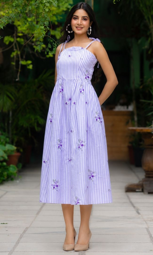 Orchid Striped Cotton Dress