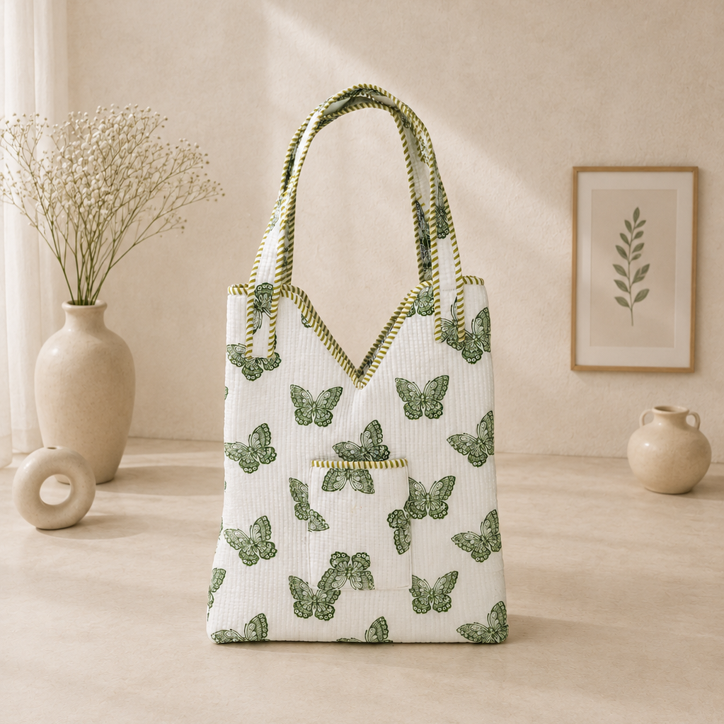 Handblock Modern Tote Bag