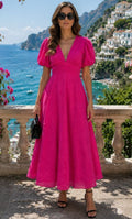 Fuchsia Bloom Midi Dress
