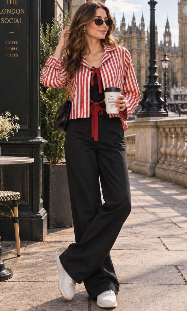 Stripe Tie-Front Top