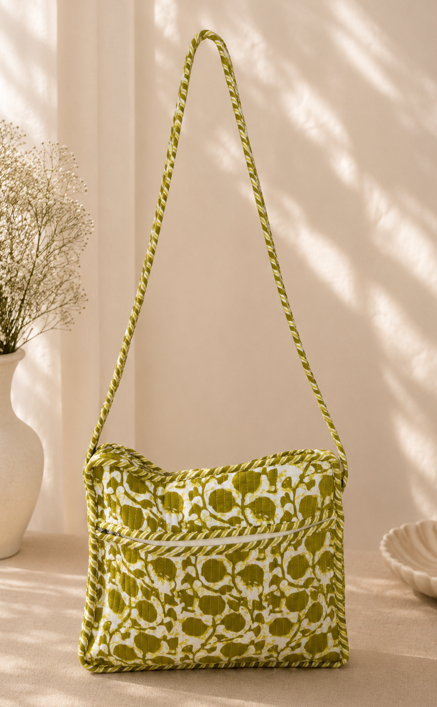 Green Floral Sling Bag