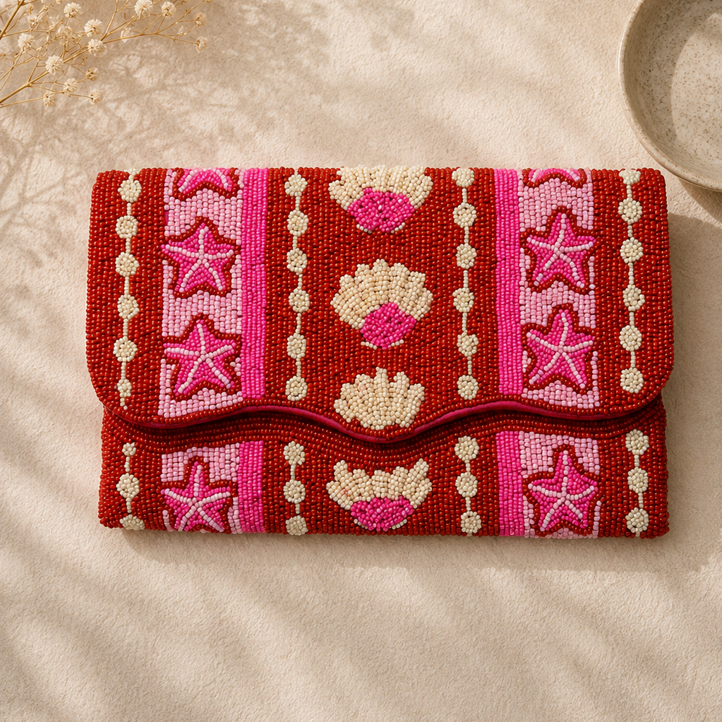 Hot Pink Beaded Evening Bag