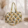 Yellow Handblock Duffle Bag