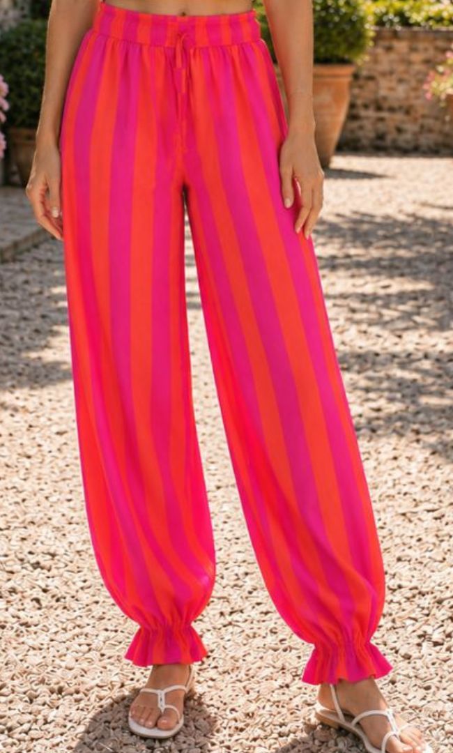 Sunset Stripe Wide-Leg Pants
