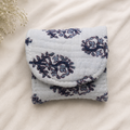 White Blockprint Coin Purse