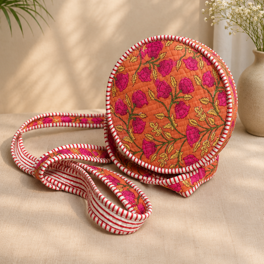 Peach Round Sling Bag