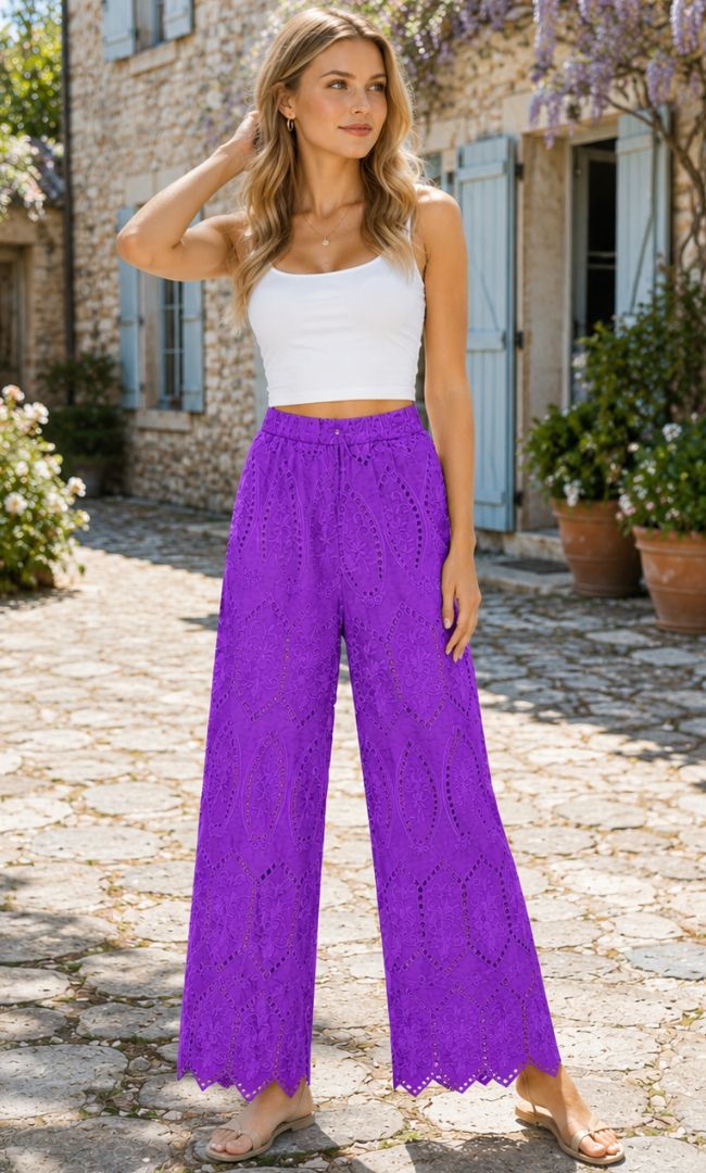 Purple Floral Palazzo Pants