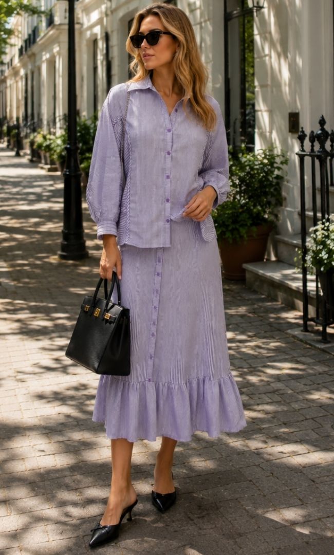 Amelia Lilac Stripe Co-Ord Set