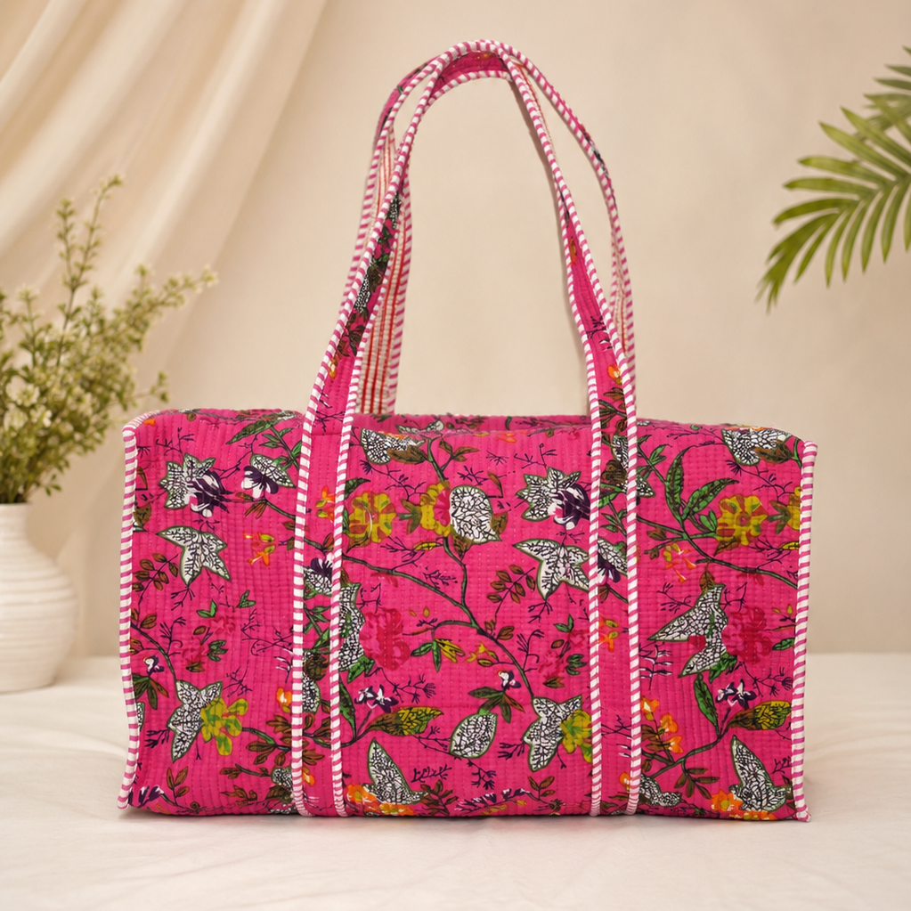 Pink Floral Duffle Bag