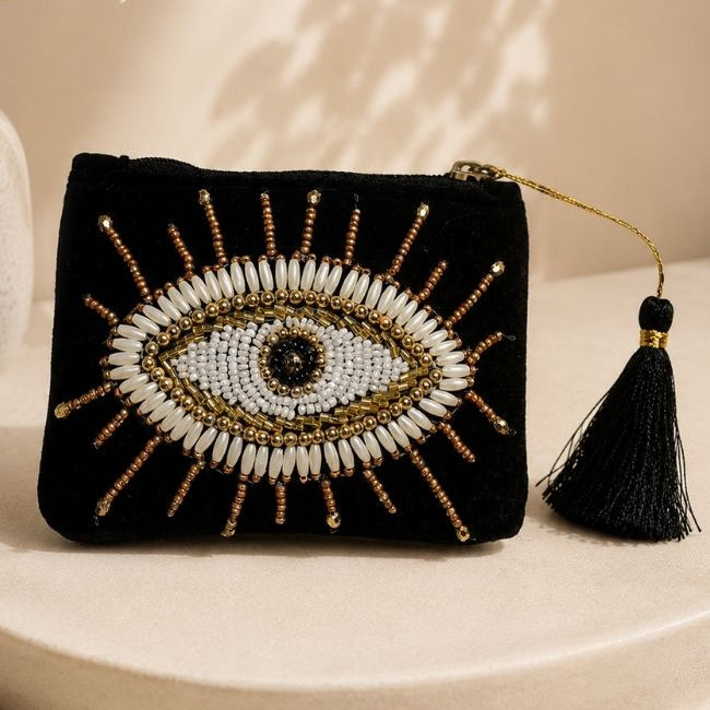 Black Velvet Evil Eye Coin Purse