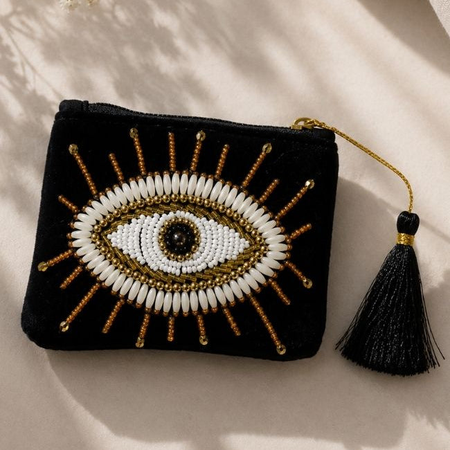 Black Velvet Evil Eye Coin Purse
