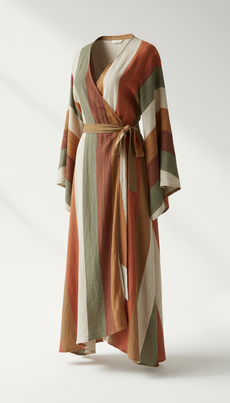 Linen Wrap Dress with Tie Waist