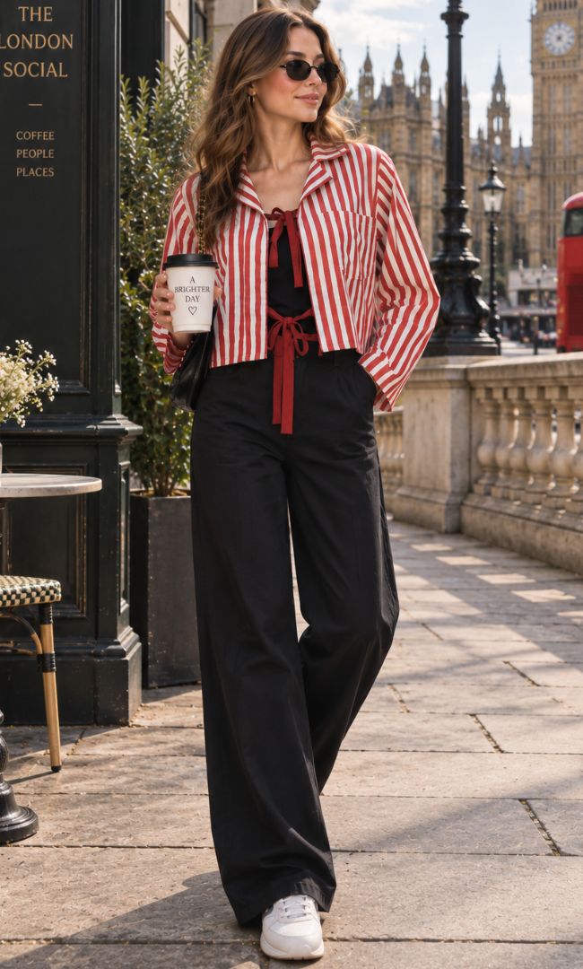 Stripe Tie-Front Top
