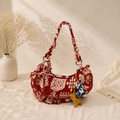 Red Puffer Baguette Bag