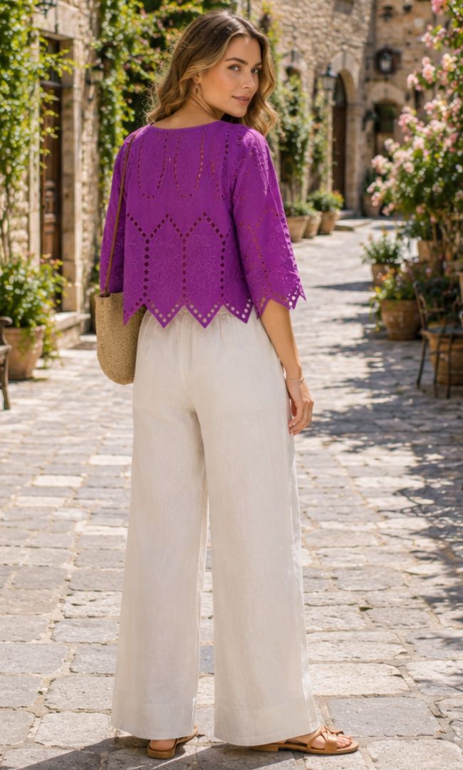 Schiffli Cutwork Crop Top