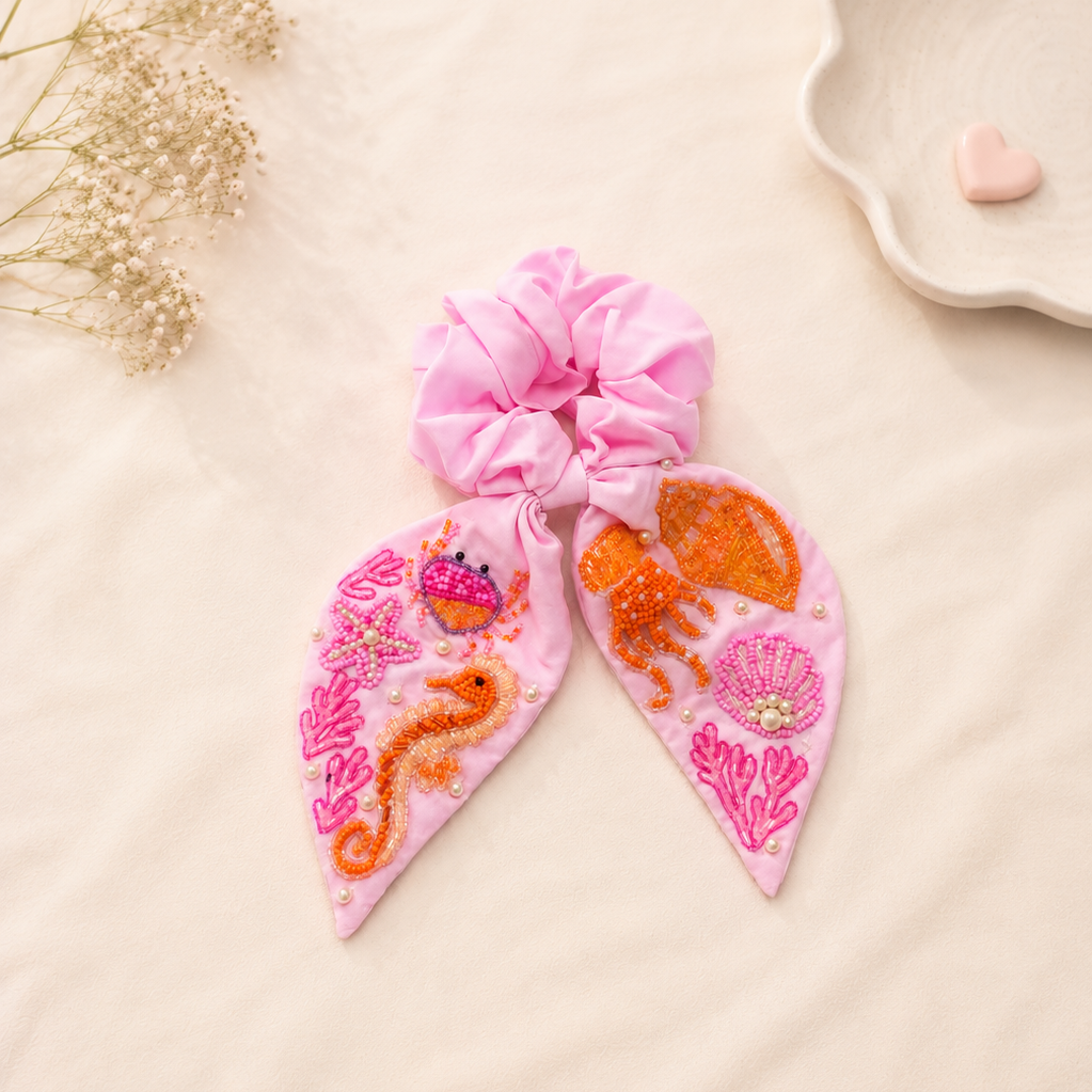 Sealife Beaded Scrunchie