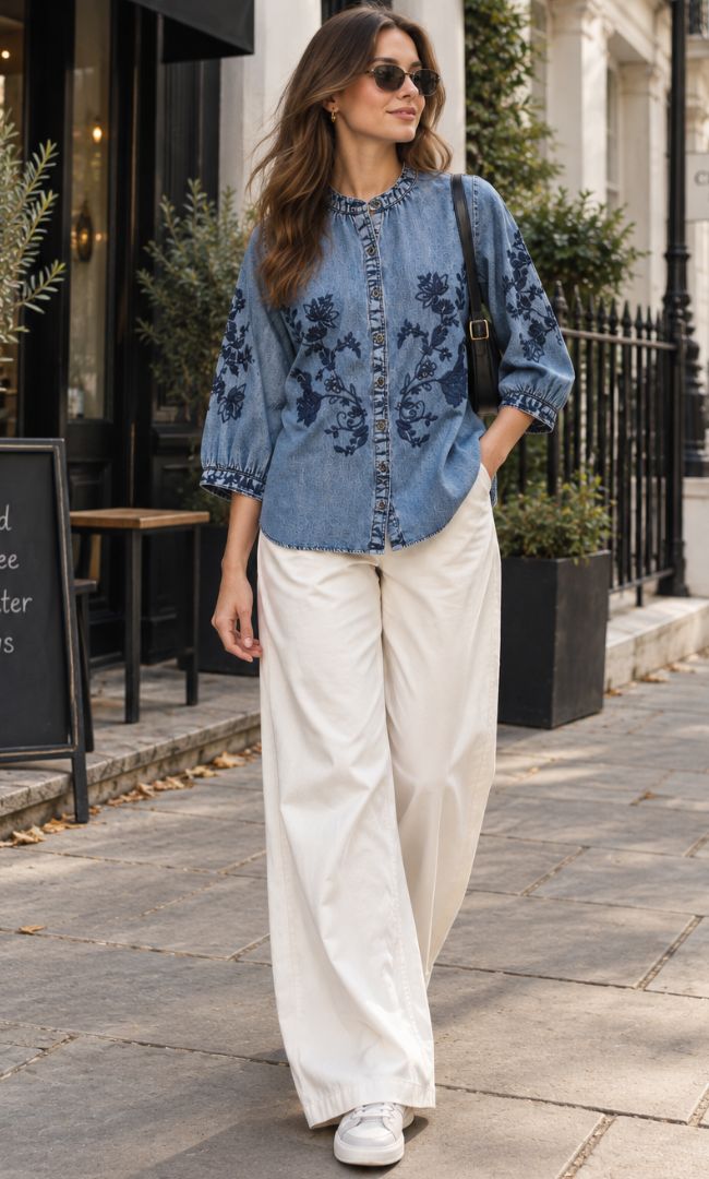 Blue Petal Denim Shirt