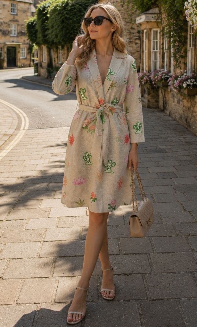 Spring Garden Belted Dress