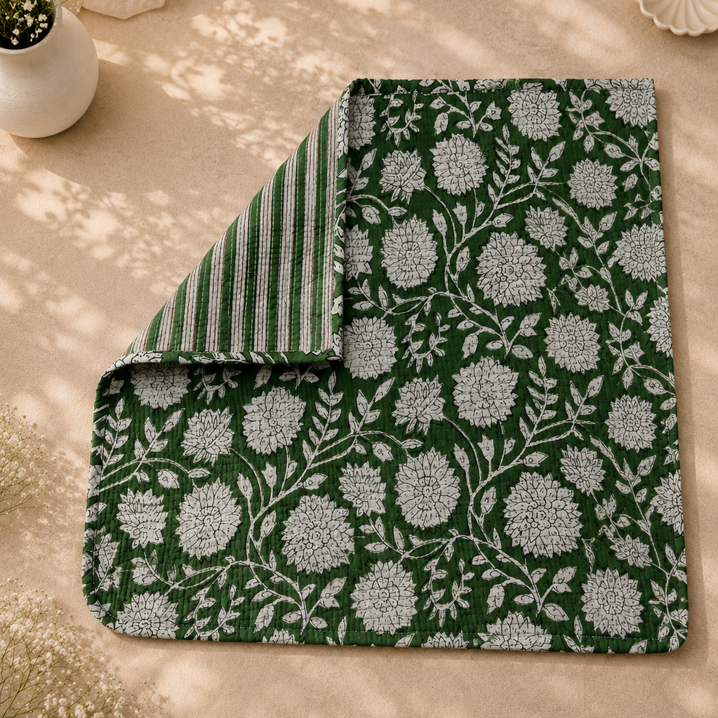 Green Floral Dining Mat