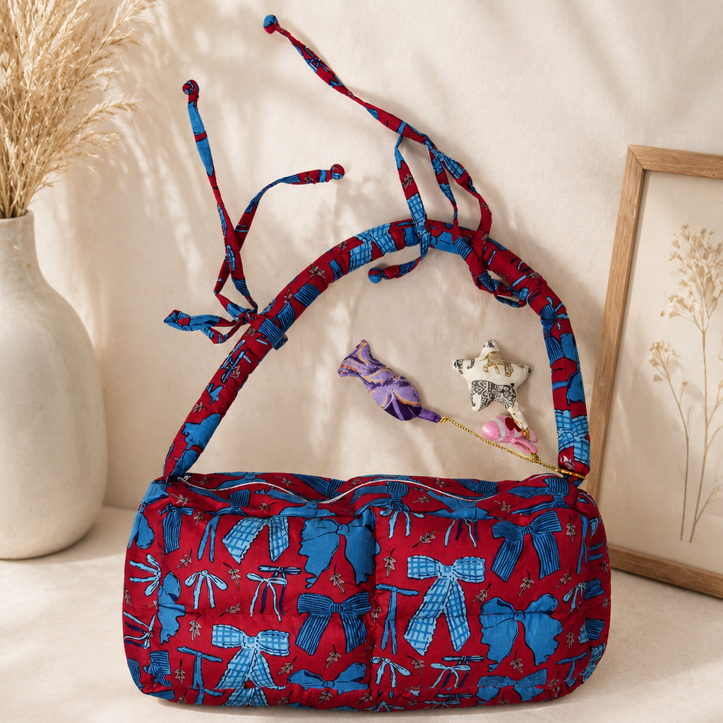 Christmas Puffer Baguette Bag