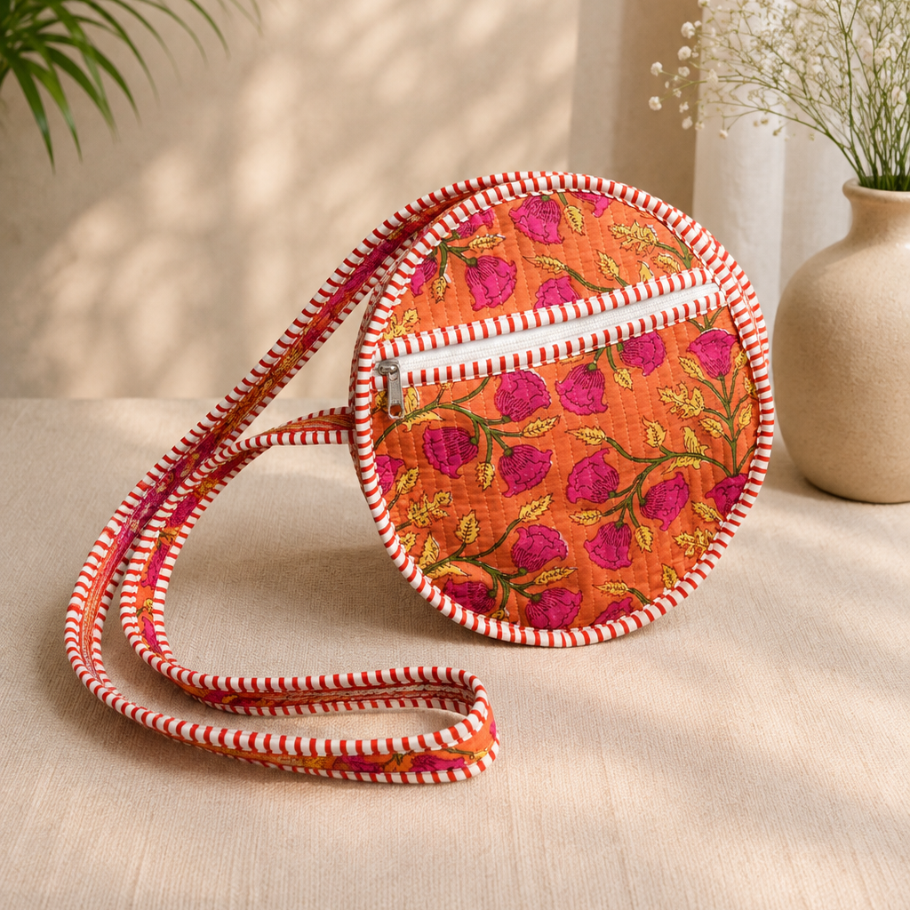 Peach Round Sling Bag