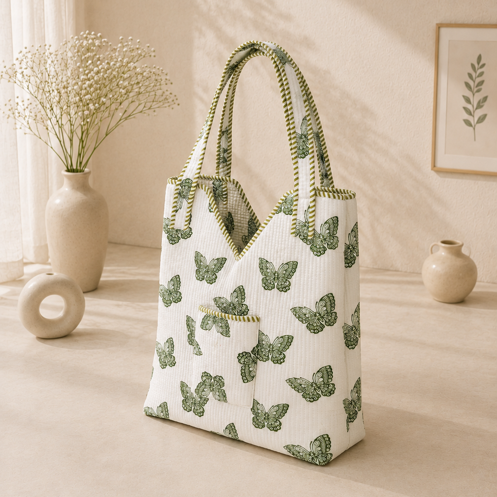 Handblock Modern Tote Bag