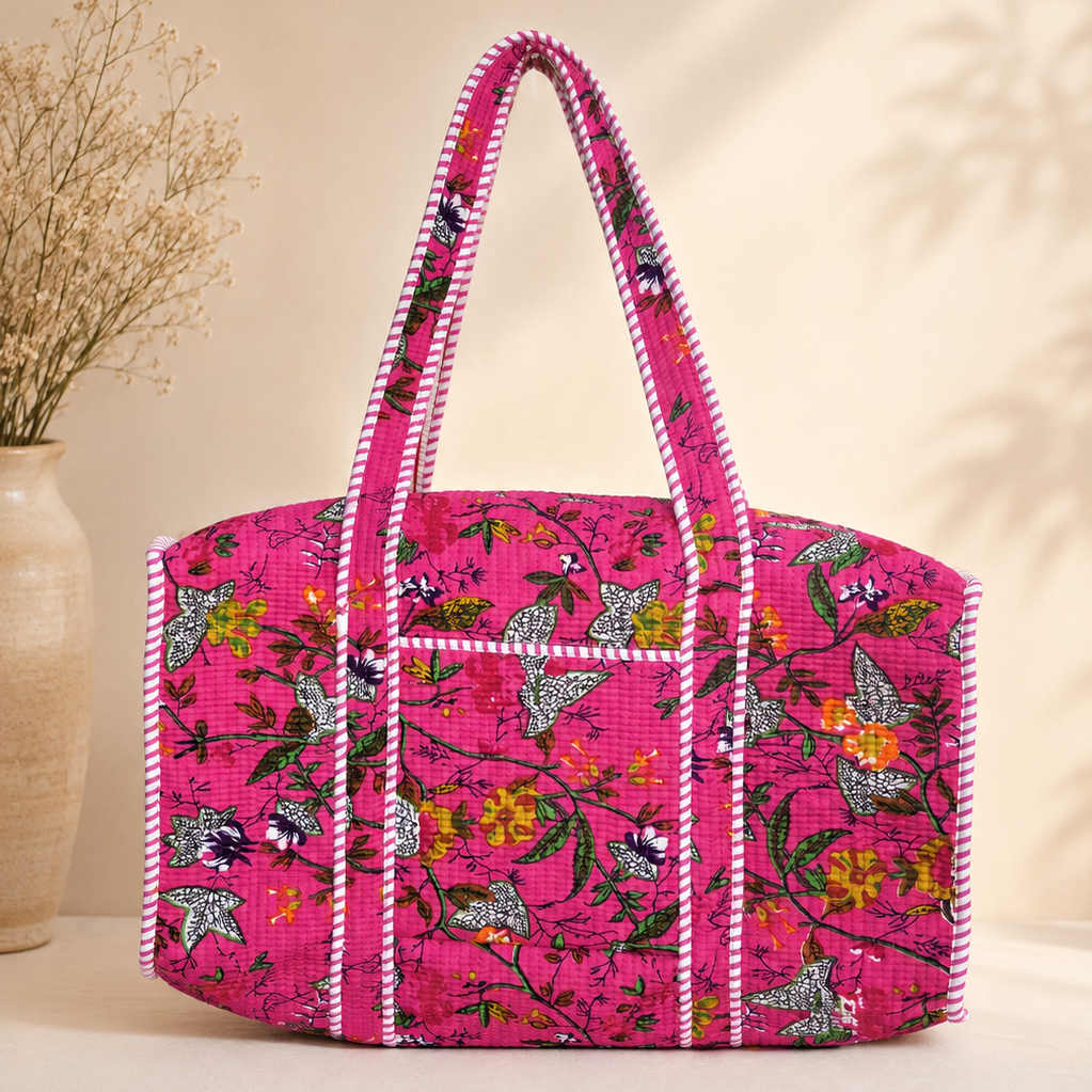 Pink Floral Duffle Bag