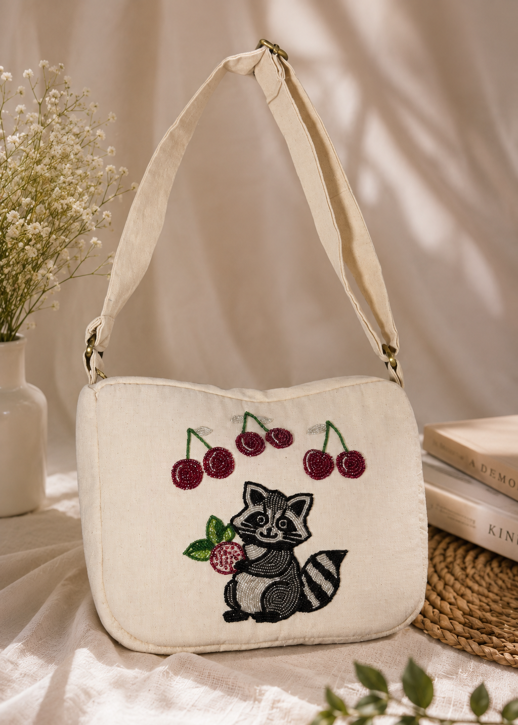Cherry Canvas Shoulder Bag