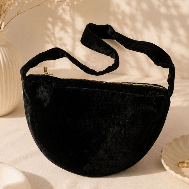 Black Velvet Sunshine Embroidered Bag