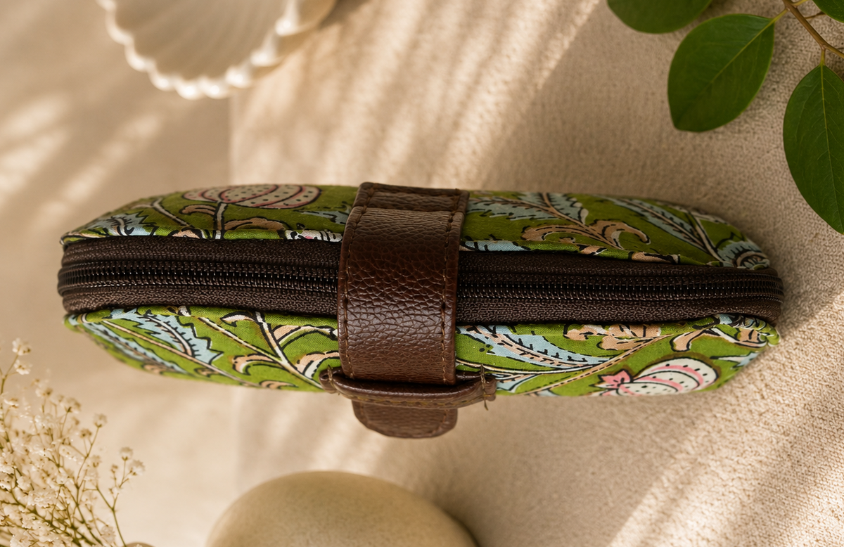 Green Floral Glass Case