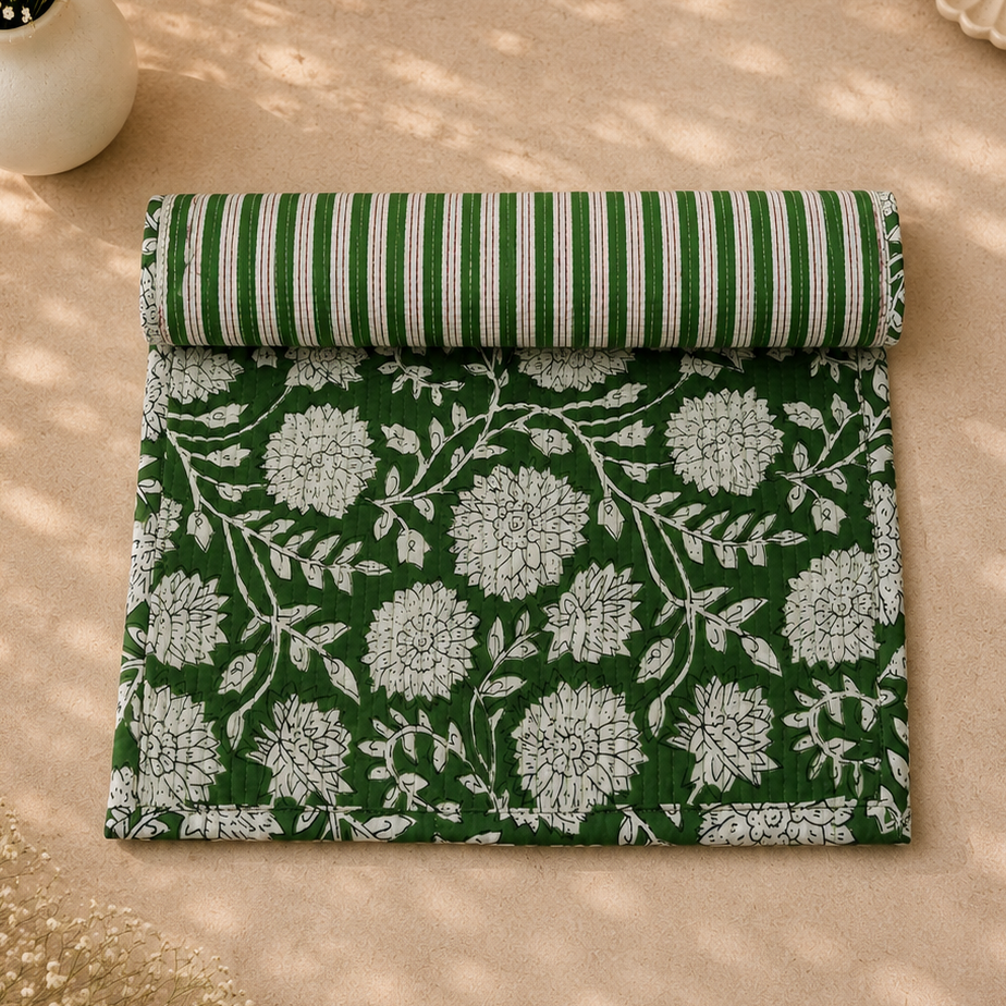 Green Floral Dining Mat