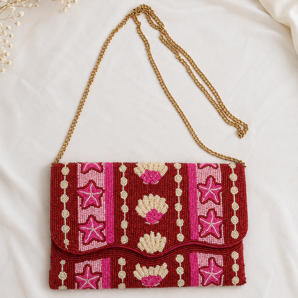 Hot Pink Beaded Evening Bag
